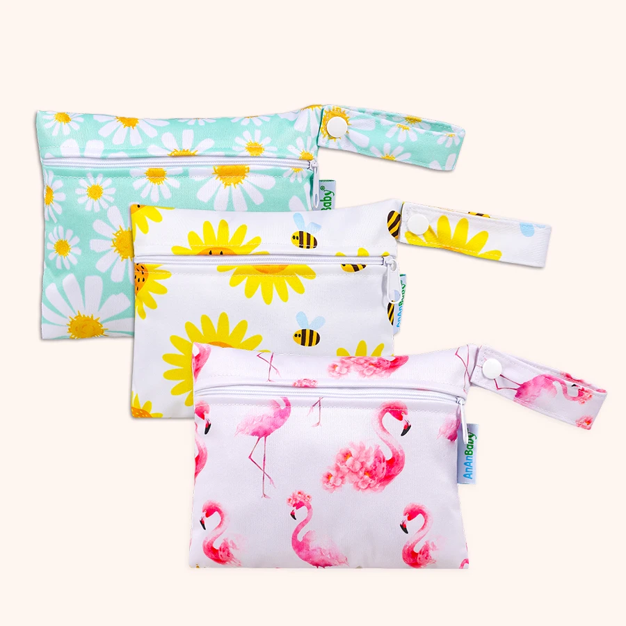 New Wet Dry Mammy Bag With Two Pockets 18*15Cm Double Pocket Mini Handle Wet Waterproof Bag Wet And Dry Separation Bag
