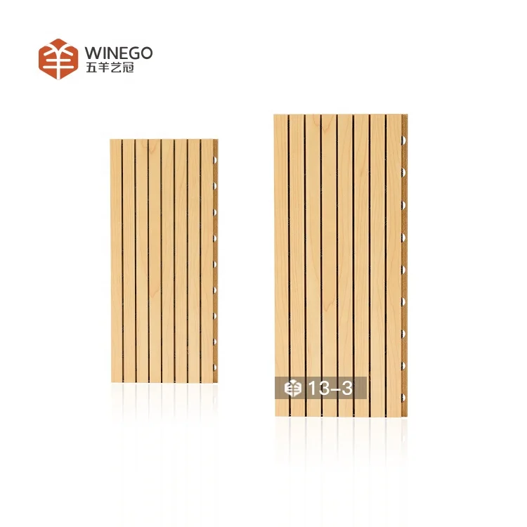 Grooved acoustic wood wall panels  interior sound absorbing and decoration
