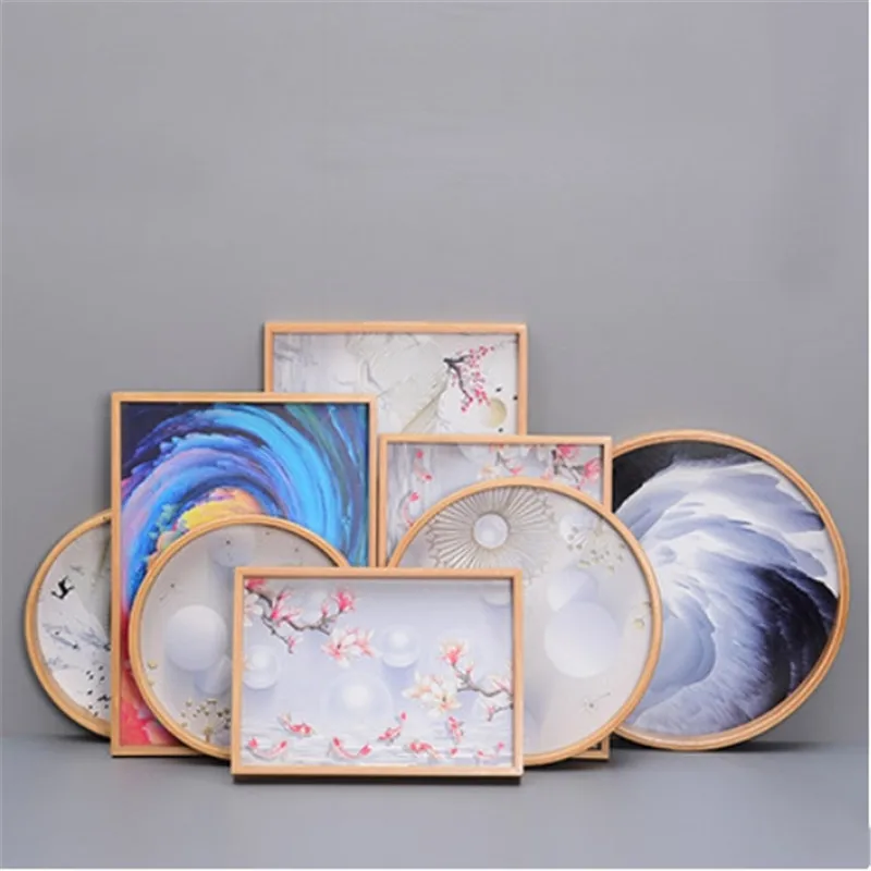 Wholesale Nordic Bamboo Tray Rectangular Tea Tray with Hand Painted Color Plates wooden serving tray