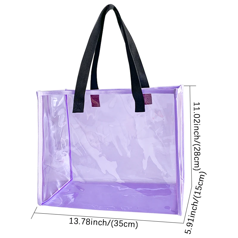 New style pure colour pvc tote beach bag pvc summer beach bags Custom clear tote bags transparent for with woven handle