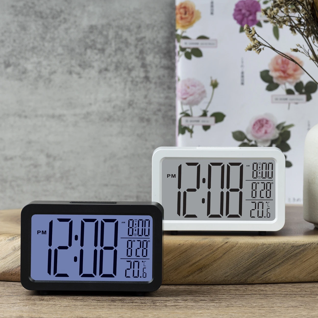 2023 Hot Abs Narrow Rim Large Screen Display Digital Alarm Clock RCC Electronic Clock