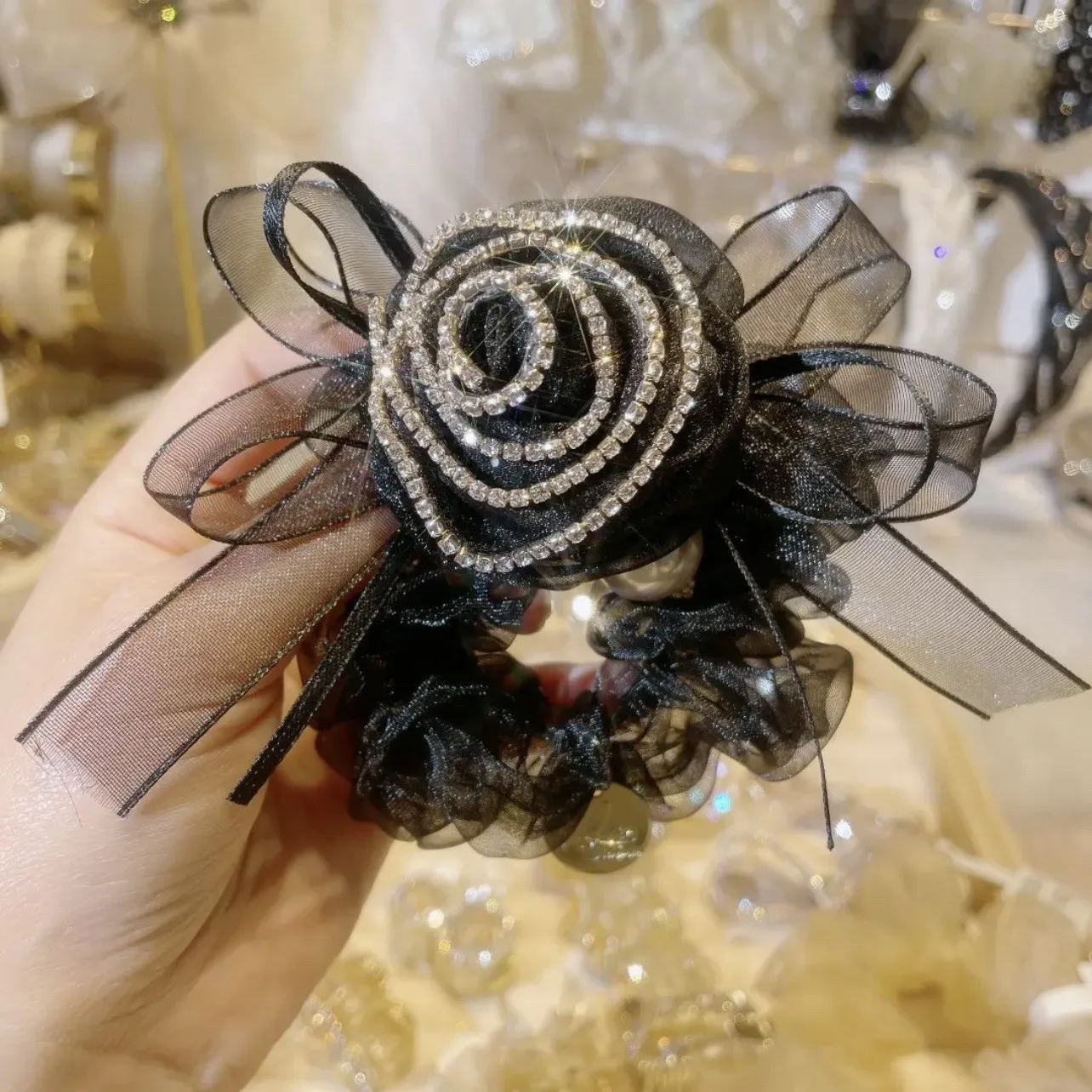 Vintage Elegant Hair Rope Solid Color Hair Ring Flower Elastic Rubber Band Ponytail Fashion Simple Hair Accessories