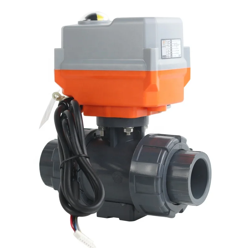 1inch  acid-resistant PVC plastic 2 way ball valve with Electric Actuator
