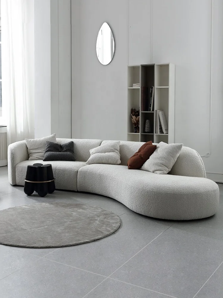 Cheap hot selling fabric sofa Nordic modern  living room special-shaped corner club small apartment curved sofa