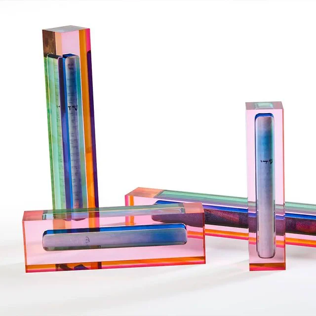 Multicolor Acrylic Judaica mezuzah case gift Factory Custom Jewish Lucite mezuzah Modern present Judaism scroll holder Waterdale