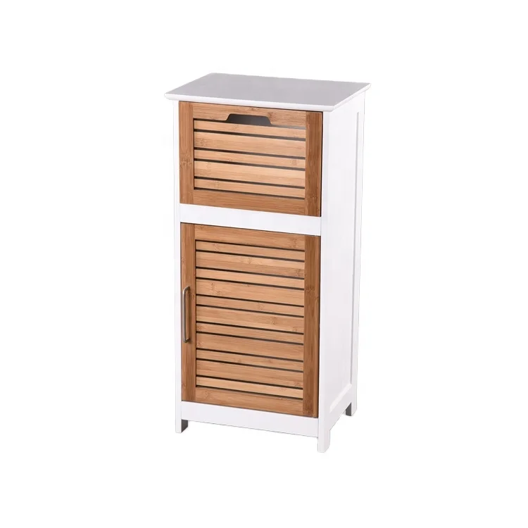 
Freestanding Bath Storage Floor Cabinet with 2 Drawers Made of Bamboo and MDF  (60669962083)