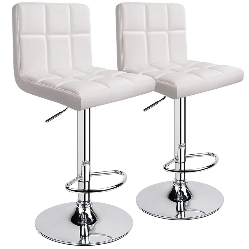 Hot Adjustable Bar Stools Pu Leather Swivel Kitchen Counter White Leather Bar Chair