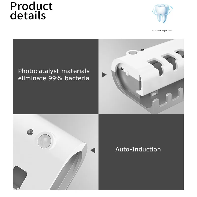 
Amazon Hot Sell Wall Mounted Automatic Toothpaste Dispenser Toothbrush Uv Sterilizer 