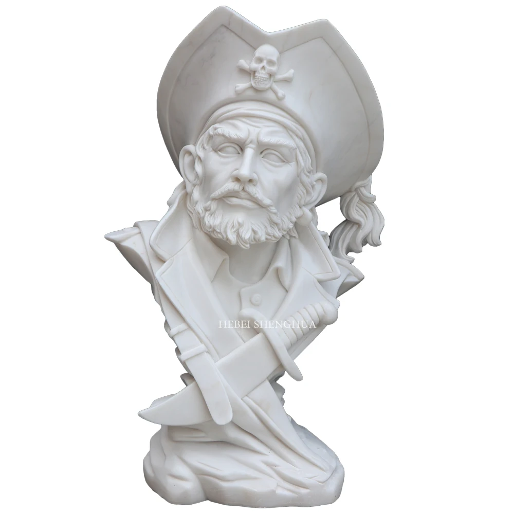 SHENGHUA Customized Natural stone man hand carved mixed color marble roman  bust statue sculpture for sale