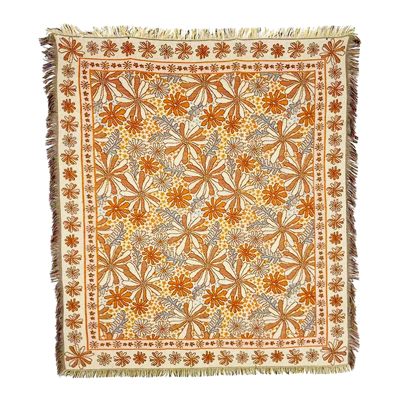 Manufacturer home decor woven blanket custom recycled cotton picnic tapestry blanket