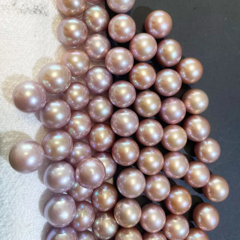 good Luster   4A full perfectly round real fresh water half drilled half hole freshwater loose pearl