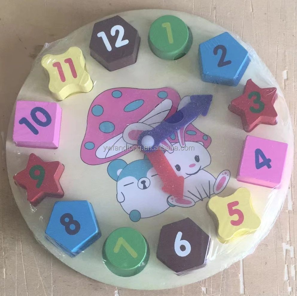 Wholesale Wooden Multifunctional Rainbow Digital Clock Alarm Cognitive Toy High Quality Learning Early Educational Puzzle Toys