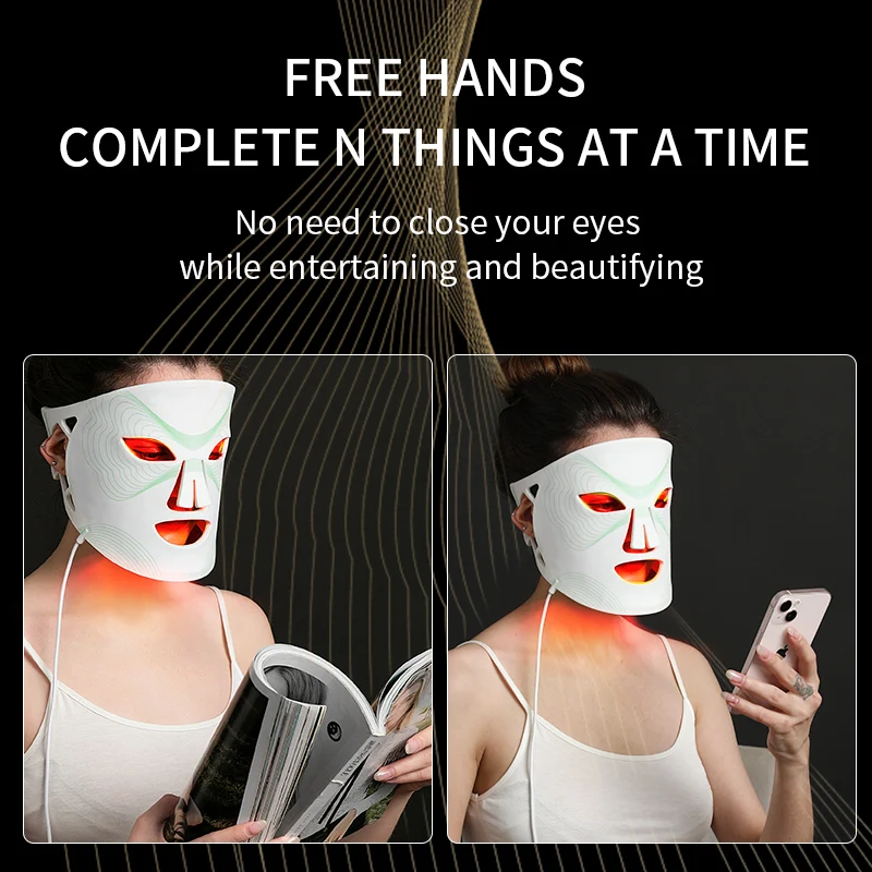 Silicone Face Skin Care Light Therapy Mask 7 Color Photon LED Facial Silicone Mask Beauty PDT Acne Scar Treatment Mask