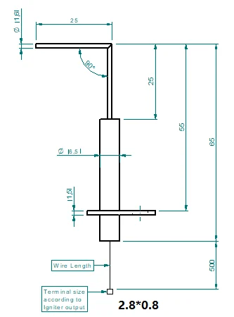 push button piezo igniter 2.8*0.8 with ceramic electrode
