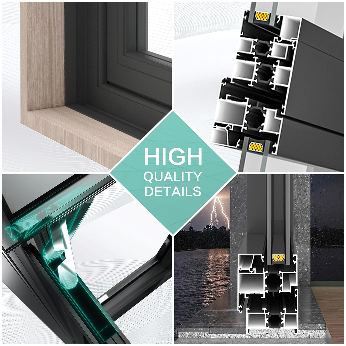 SUNGYE Hurricane Impact Thermal Break Aluminium Design Window and Door Double Glazed Tempered Glass Outward Casement Window