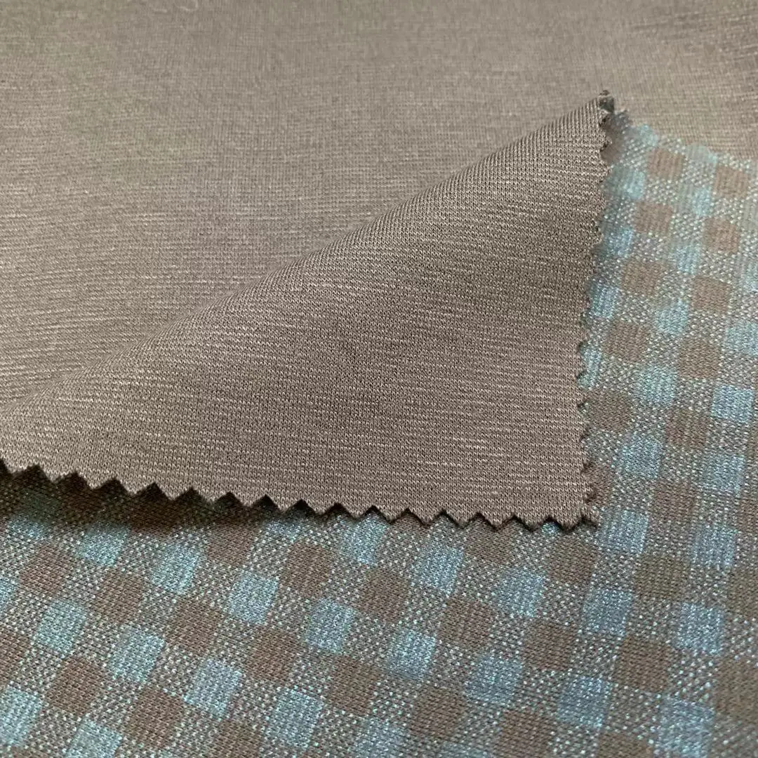 Fashional Style 75%Poly 20%Rayon 5%Span Foiled Ponte Roma Knitted Fabric For Trousers Apparel Suites