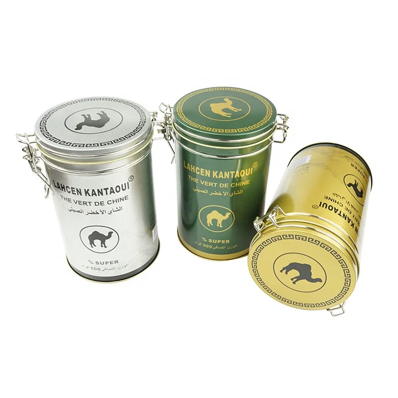Round Airtight Tin Can Tea Coffee Candy Container Chocolate Cookie Tin Canister Box with Metal Wire Close Lid