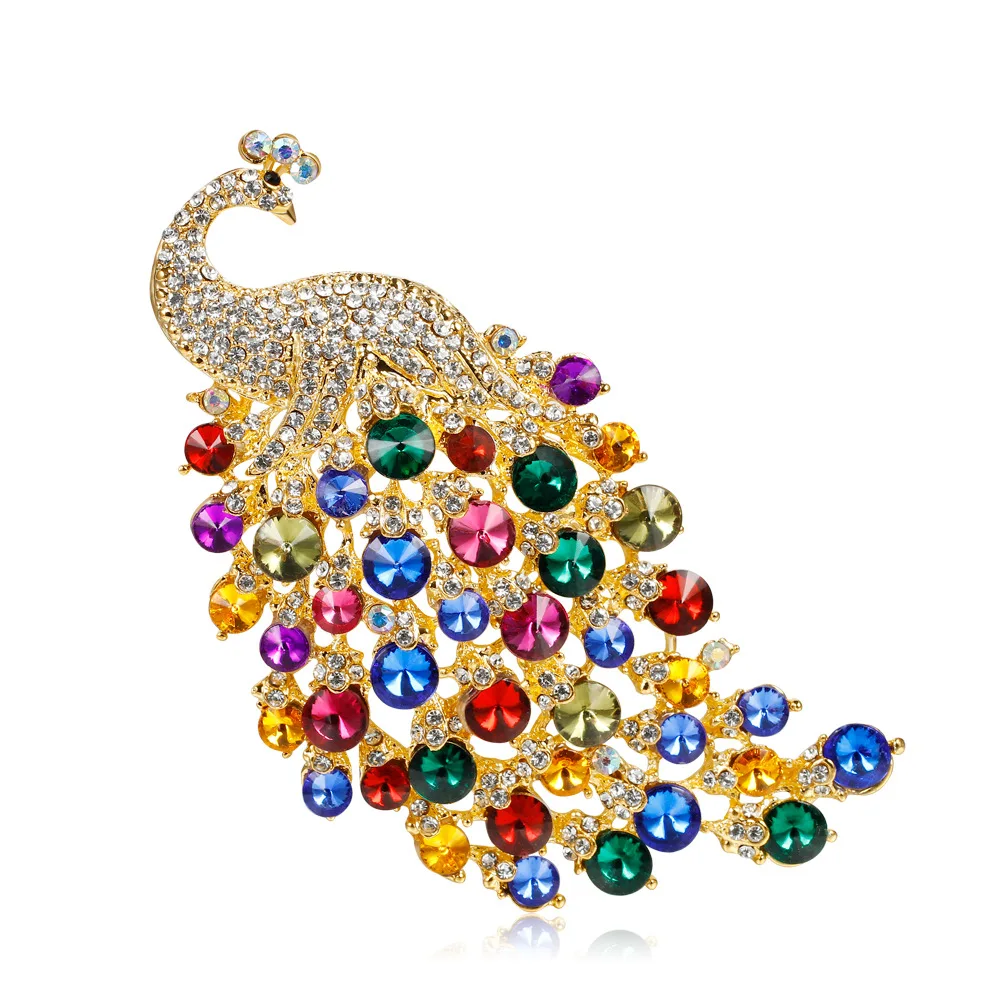 DRAE066 Fashion Large Peacock Brooches Women Rhinestones Brooch Jewelry Wholesale