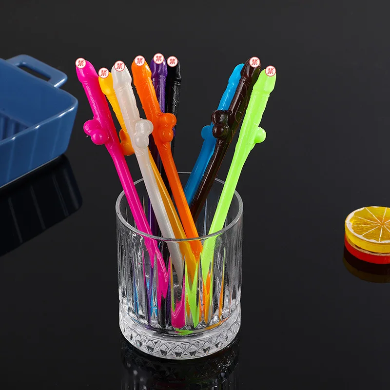 Mixed color 10pcs Pennis Shape Straws Bachelorette Night Straws For Funny Naughty Bridal Shower Drinking Games Hen Party Favor
