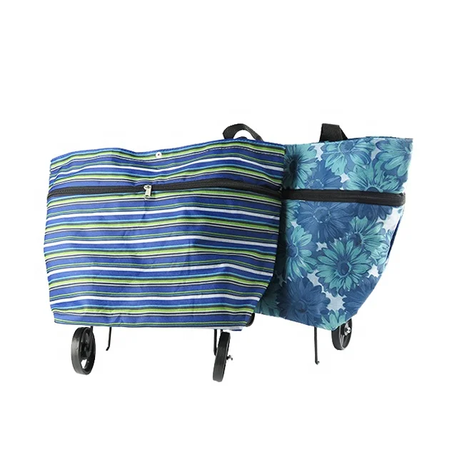 OEM/ODM Grocery Tote Zipper Reusable Foldable Wheels Shopping Bag Trolley For Supermarket