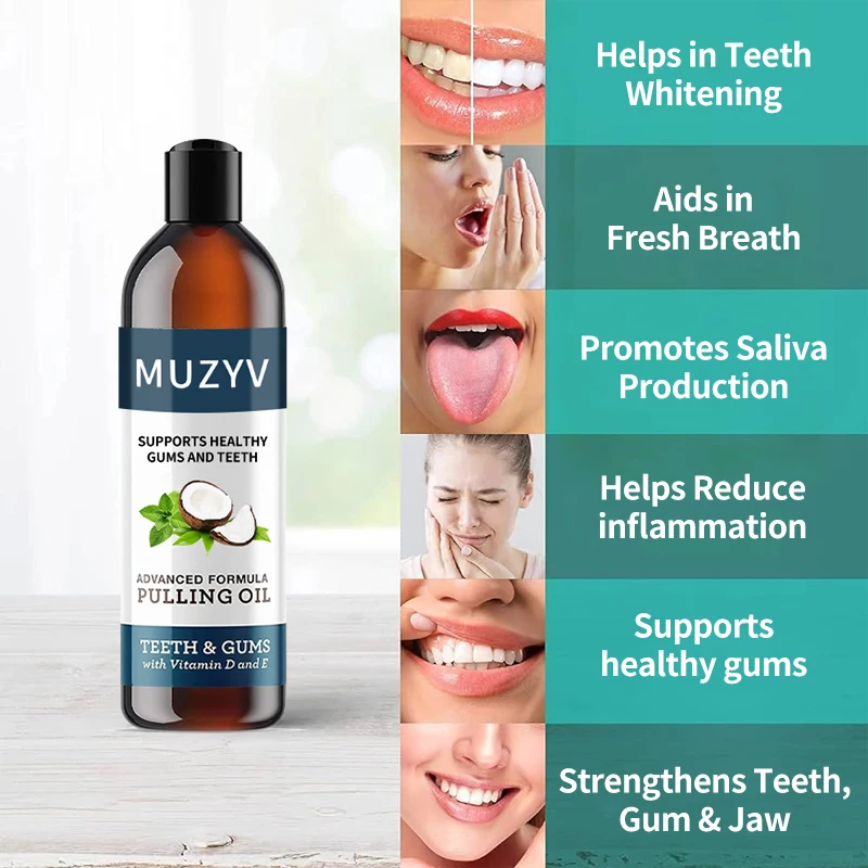 Custom Natural plant Essential Oils Mouth Wash Fresh Breath Teeth Whitening mint coconut Oil Pulling Mouthwash