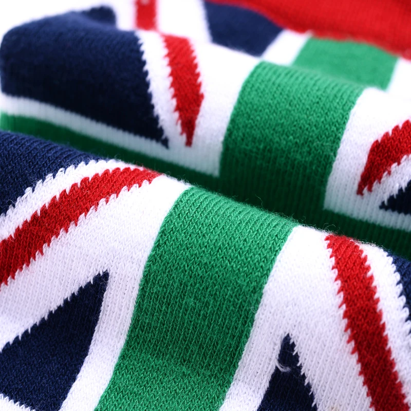 2021 New Design Casual Cotton Spandex Colorful New High Quality UK flag Design Unisex Youth Socks