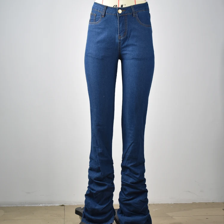 
Hot style fashion wholesale slim extra long folds discounted legs trousers for women 