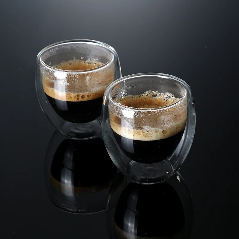 Double-Layer Hollow Glass Coffee Cup Sets for Drinking Tea