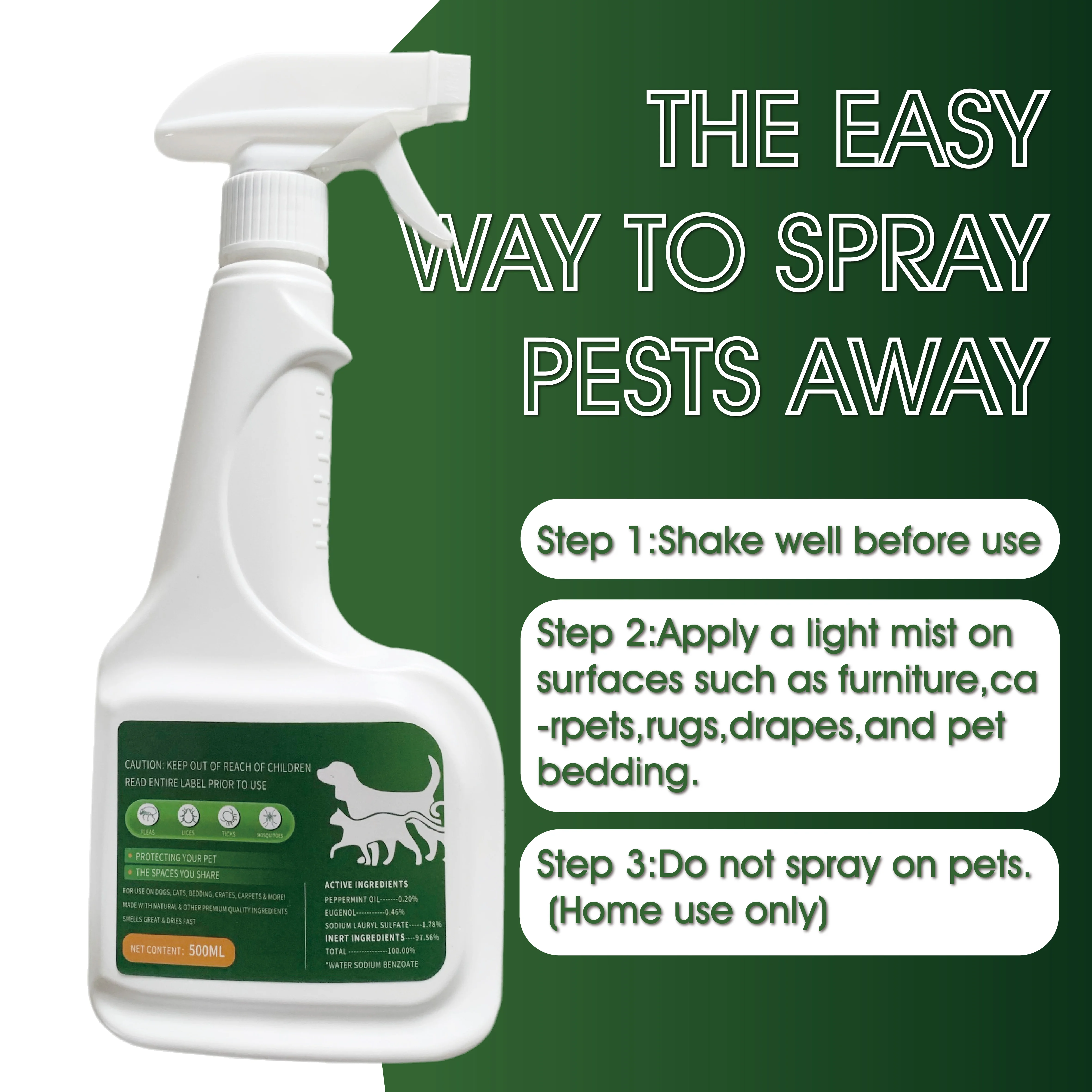 17OZ Natural Flea and Tick Spray Safe for Pets & Families Effective Indoor House Mouse Pest Control