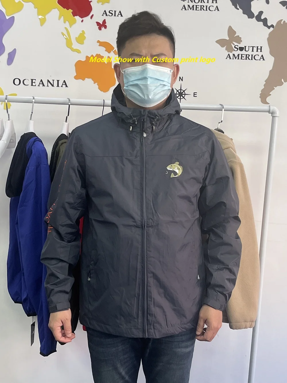 Rain Coat with custom logo windbreaker  gor tex jacket waterproof rain waterproof jacket man fishing jacket waterproof