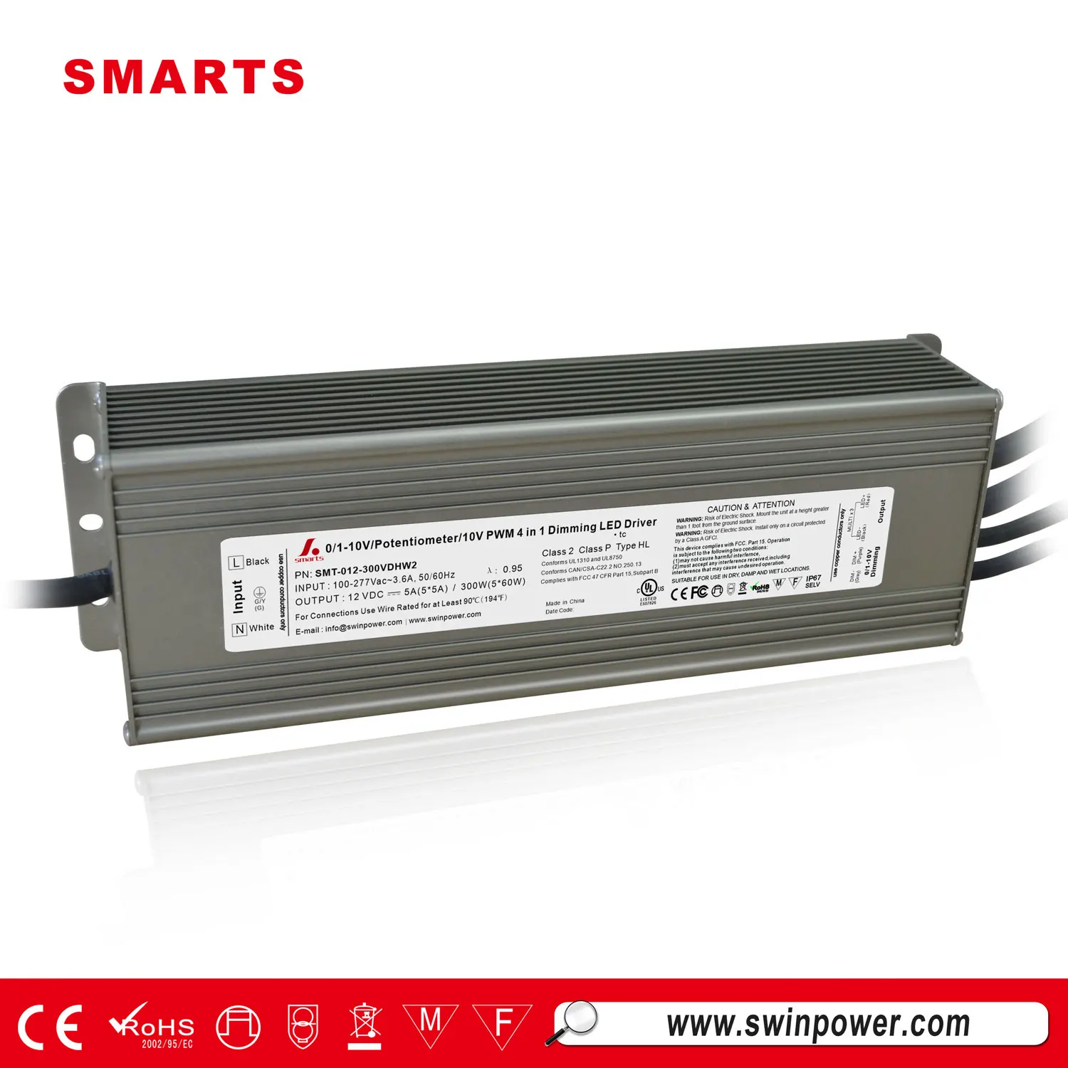 12Volt 300Watt dim 0-10V/PWM Constant Voltage led drivers