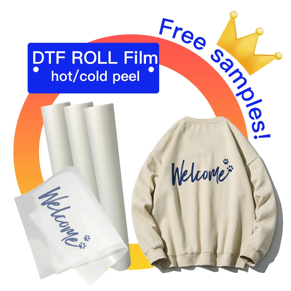 ECOSUB 2023 A4  60cmx100m 30cmx100m DTF roll film printed pattern DTF heat transfer pet film sheet for Digital Inkjet Printer