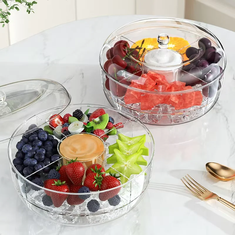 JUMEIJIA круглый пластиковый Вращающийся поворотный стол 360 Susan с крышками Furit Snack Keep Frush холодильник Спиннер лоток для кухни