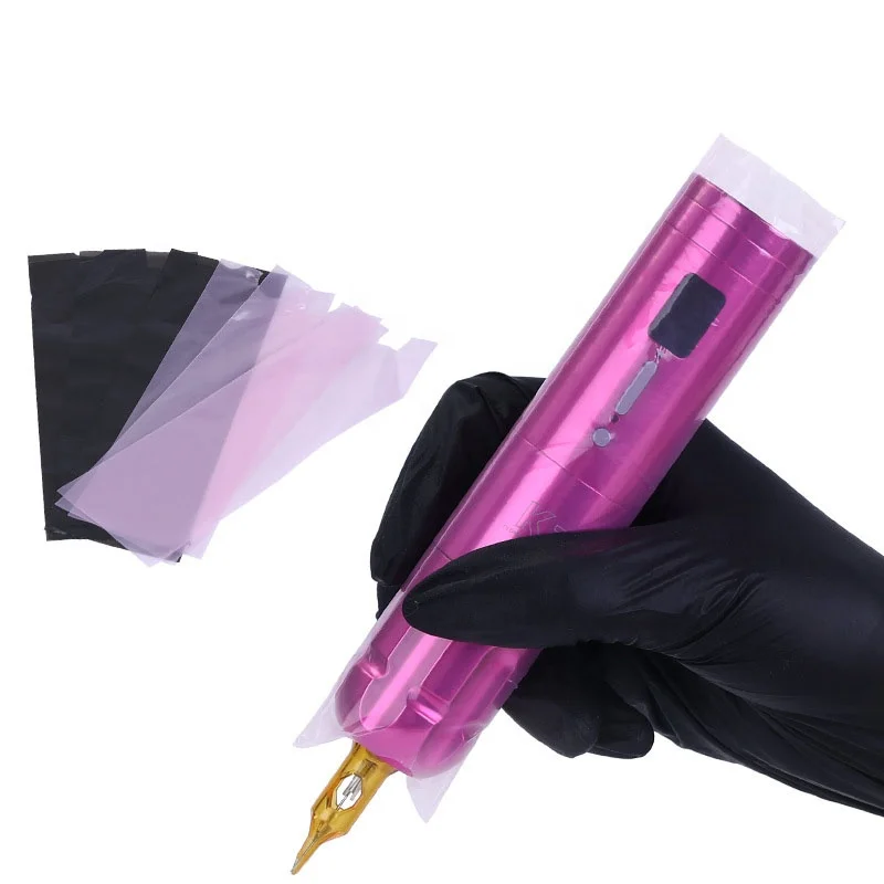 Profession Individually Disposables 200Pcs Pink Black Protective Safer Cleaning Tattoo Gun Pen Machine Sleeves Cover Bag