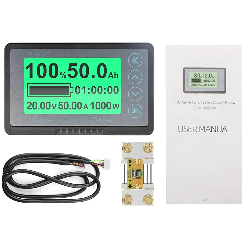 TF03K 50A/100A/350A/500A Coulomb Meter Voltage Car Acid Lead Lithium Battery Capacity Indicator