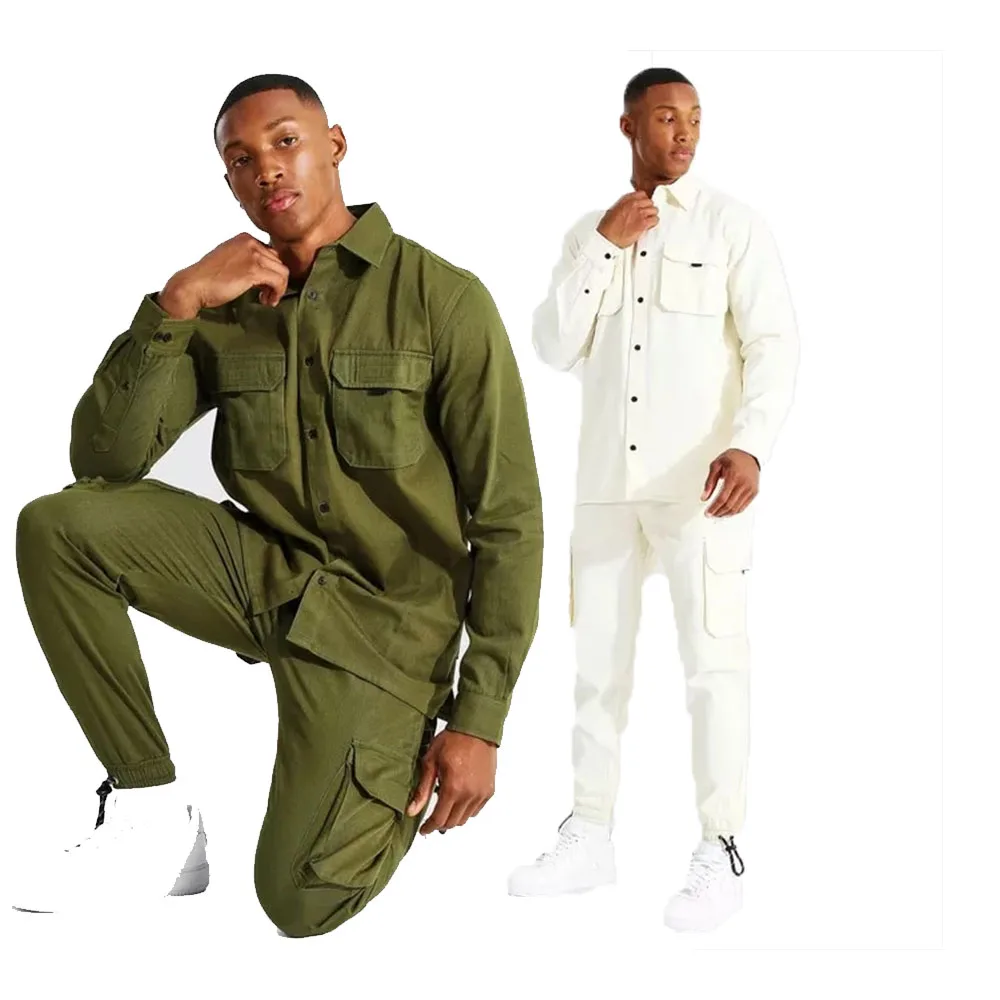 KY MAN UTILITY Long Sleeve Button-up Cotton Custom Shirt & Trousers for Men and Shirt SET