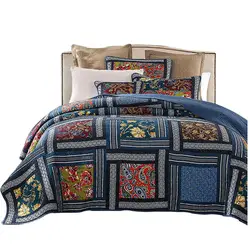 America Vintage New Simple Hand Patchwork Cotton Bedspread Pillowcase Set Super Cozy Coverlet Home Textile Bedding Blanket