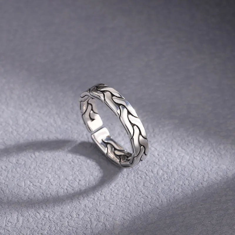 Vintage Vintage Hand-Woven Hemp Braid Modeling Index Finger Ring Open Ring For Men And Brass Ring for Women