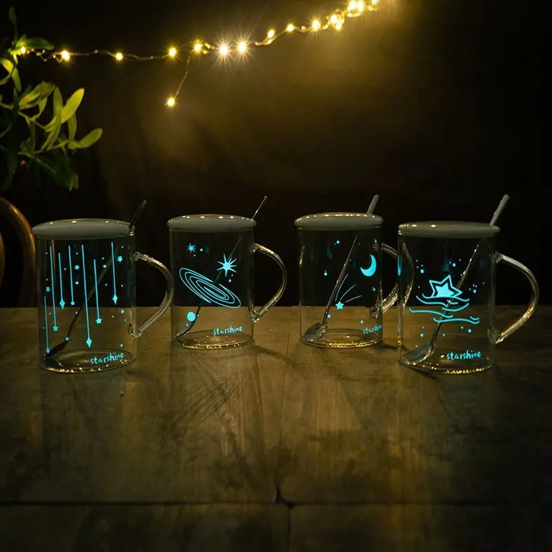 New Design Luminous Creative Fancy Glass Water Cups With handle Milk Coffee Tea Mug