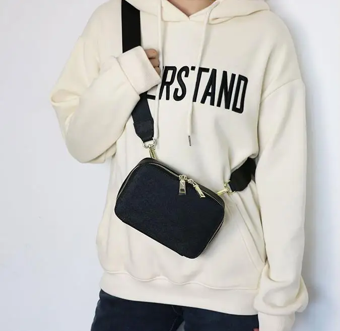 Fashion crossbody waist bag genuine saffiano leather box case cell phone bag women leather belt bag