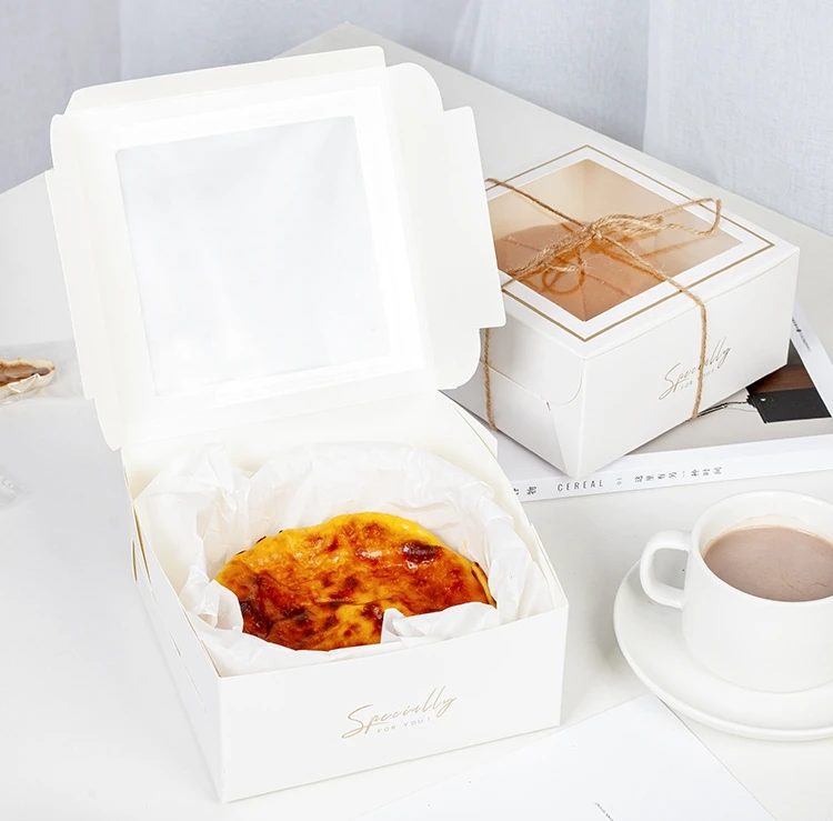 Food Grade Custom Dessert Lid Box Sandwich Cajas Para Pastel Packaging Transparent Clear White Cake Boxes With Window