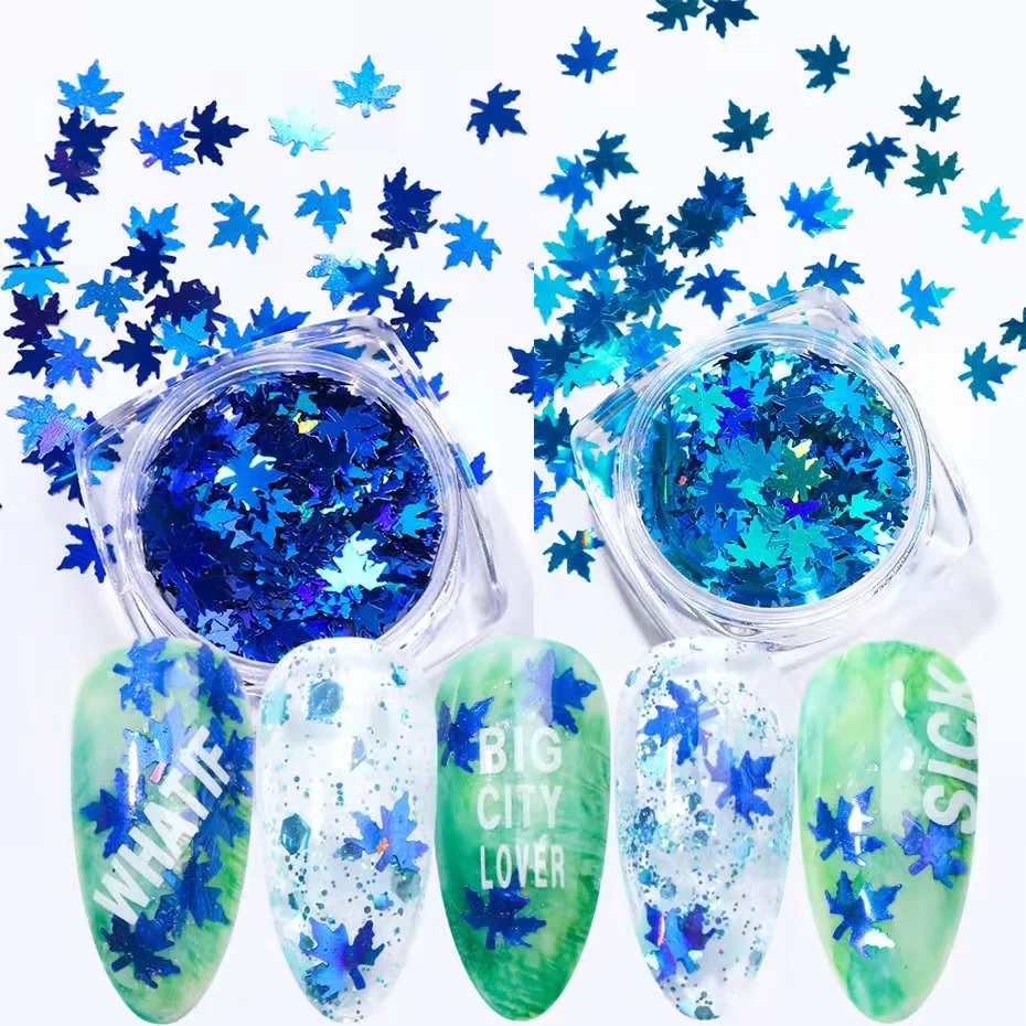 14 Colors Maple Leaves Nail Art Sequins Holographic Glitter Flakes Paillette Fall Leaf Stickers For DIY Nails Autumn Decorations