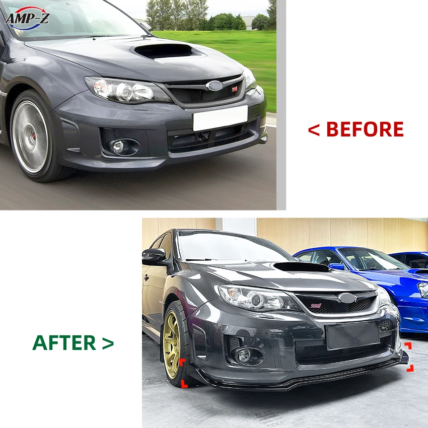 AMP-Z Hot Sale Factory Price High Quality Plastic Material  Front Bumper Lip Splitter For Stabilus STI Subaru WRX STI 2011-2014
