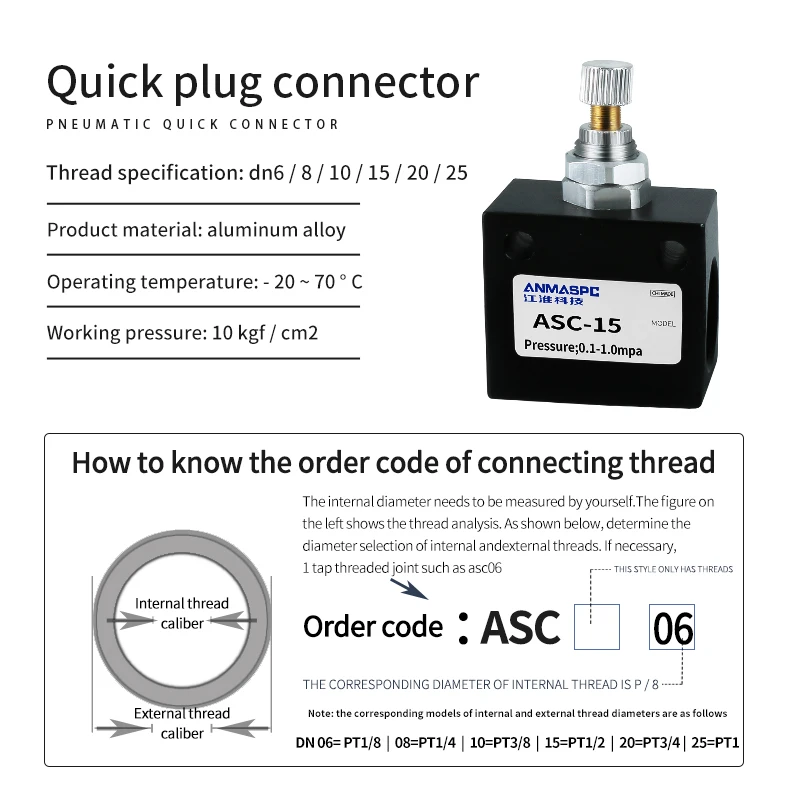 1/2 PT Thread Single Way Pneumatic Hydraulic Control Valve Speed regulation AL Alloy Pipe Bore Air Flow Control Valves