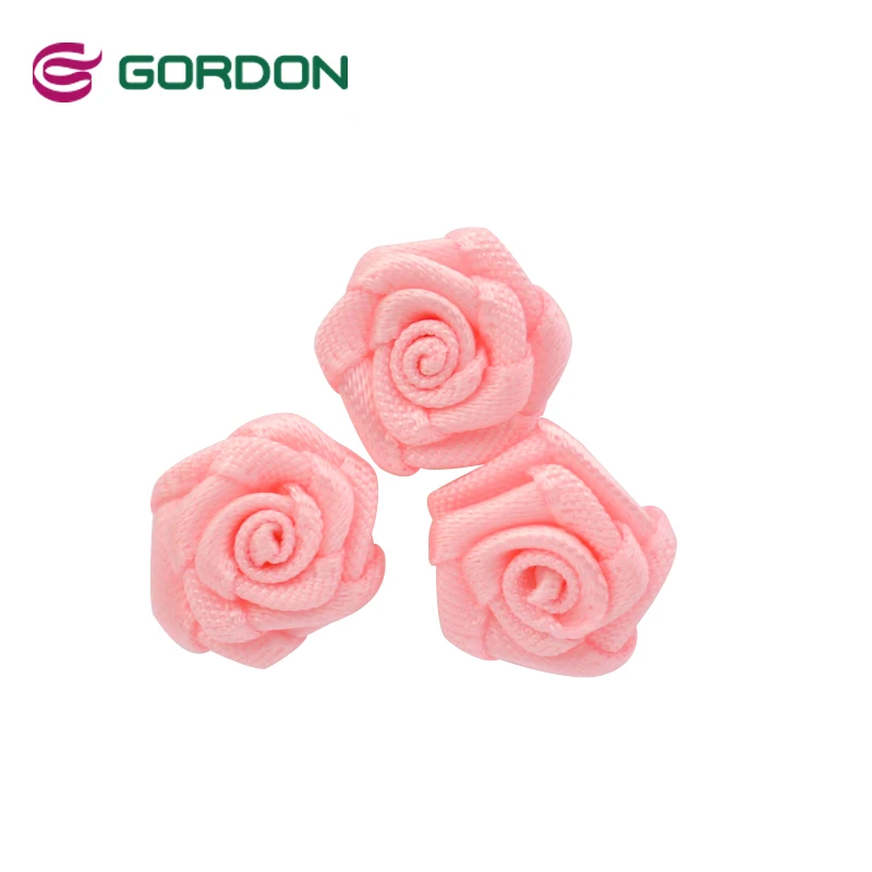 3 CM Handmade Rose Make Satin Ribbon Rose Flower for Wedding Decoration