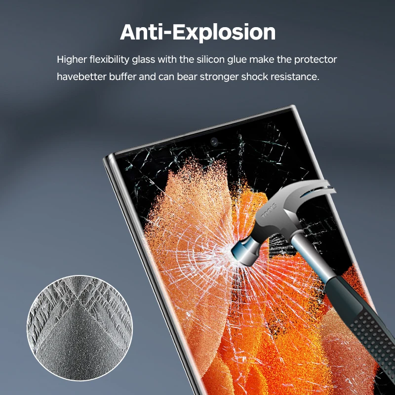 Wholesale 3D Big Curved Clear Transparent Tempered Glass Screen Protector for Samsung Galaxy S22 Ultra