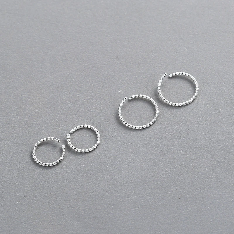 
925 Sterling Silver Round Nose Ring Twisted Rope Shaped Body Piercing Jewelry Minimalist Personality For Women 