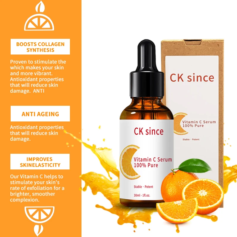 CK-SINCE New Skin Care Serum Facial 5 In 1 Whitening Anti Age Face Serum With 30% Vitamin C 5% Niacinamide 10% Vitamin E Serum
