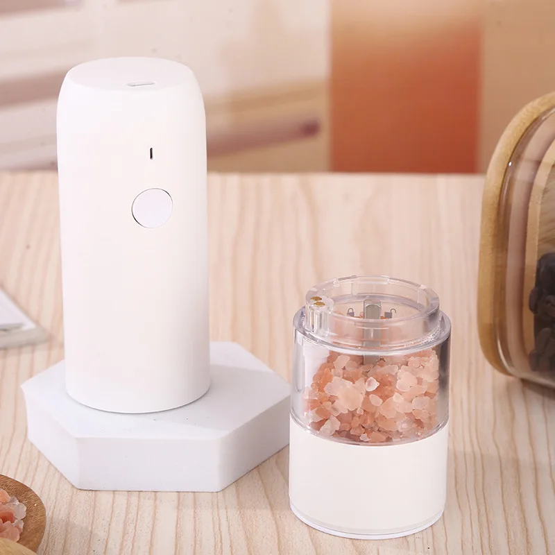 USB Rechargeable Ceramic Electric Gravity Salt And Pepper Grinder Set With LED Light