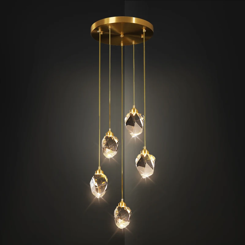 Hot Selling Modern Style Copper 5w 15w 25w Luxury Tricolor Ceiling Indoor Hotel Crystal Chandelier